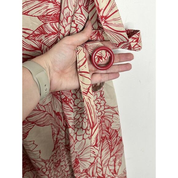 Tommy Hilfiger Womens Collared Ivory Floral A Line Belted Shirt Dress Sz 4 - Picture 4 of 7